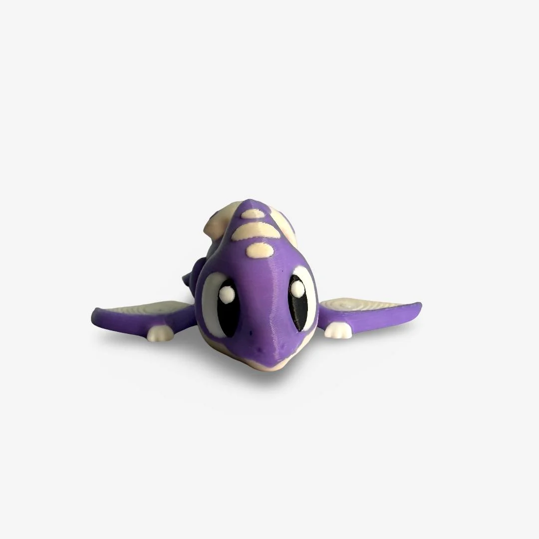 Mini 3D drukāts locāms pūķītis – violets ar gaišiem akcentiem