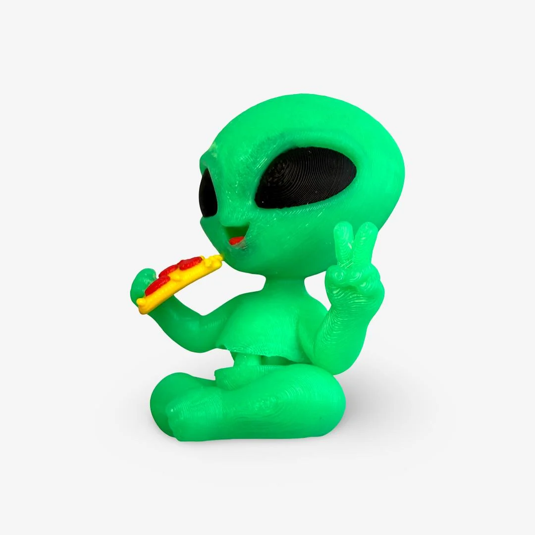 Mini 3D drukāts citplanētietis ar picas šķēli – magnēts