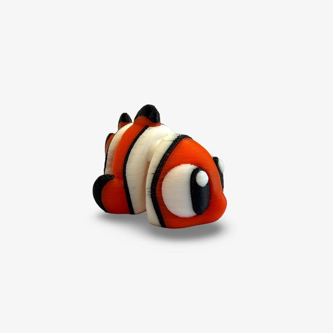 Mini 3D drukāta lokana klaunzivs – oranža dekoratīva figūriņa