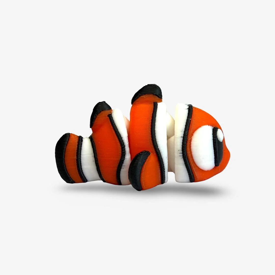Mini 3D drukāta lokana klaunzivs – oranža dekoratīva figūriņa