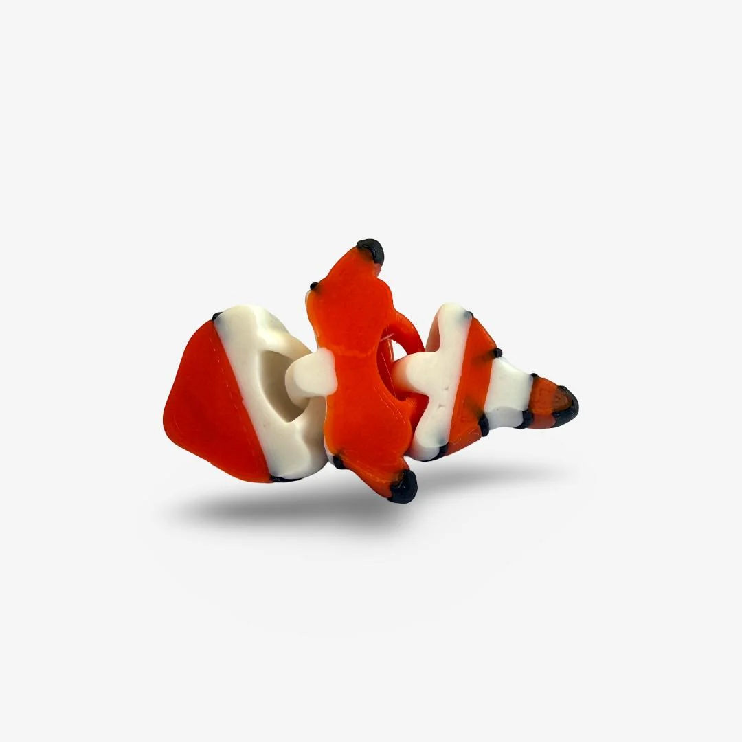 Mini 3D drukāta lokana klaunzivs – oranža dekoratīva figūriņa