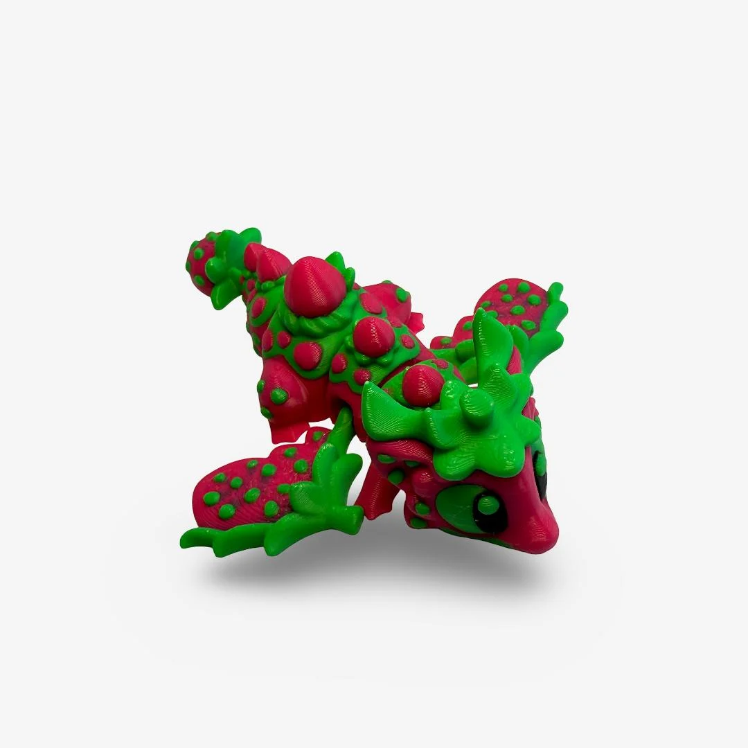 3D drukāts kustīgs zemeņu pūķis – 2 krāsu varianti