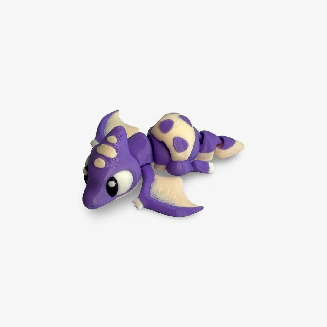 Mini 3D drukāts locāms pūķītis – violets ar gaišiem akcentiem